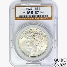 1923 Silver Peace Dollar NAC MS67