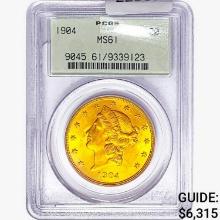 1904 $20 Gold Double Eagle PCGS MS61