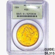 1904 $20 Gold Double Eagle PCGS MS61