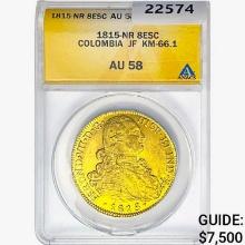 1815-NR .76oz. Gold 8 Escudos Colombia JF KM-66.1