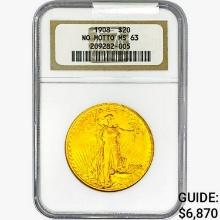 1908 $20 Gold Double Eagle NGC MS63 No Motto