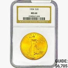 1924 $20 Gold Double Eagle NGC MS64