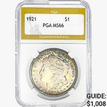 1921 Morgan Silver Dollar PGA MS66