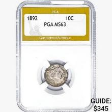 1892 Barber Dime PGA MS63