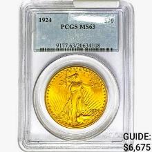 1924 $20 Gold Double Eagle PCGS MS63