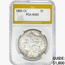 1885-CC Morgan Silver Dollar PGA MS65