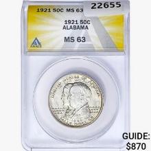 1921 Alabama Half Dollar ANACS MS63