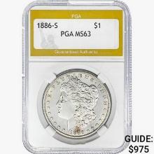 1886-S Morgan Silver Dollar PGA MS63