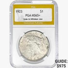 1923 Silver Peace Dollar PGA MS65+ VAM-1A Whisker