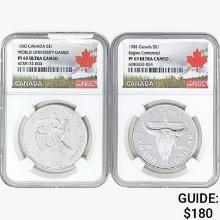 1982-1983 [2] Canada Silver Dollar  NGC PF69 UC