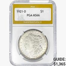 1921-D Morgan Silver Dollar PGA MS66