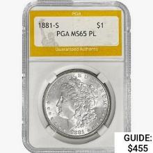 1881-S Morgan Silver Dollar PGA MS65 PL