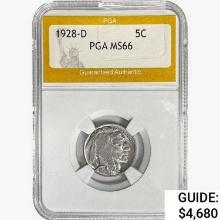 1928-D Buffalo Nickel PGA MS66