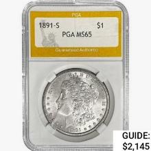 1891-S Morgan Silver Dollar PGA MS65