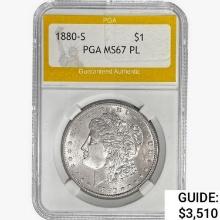 1880-S Morgan Silver Dollar PGA MS67 PL