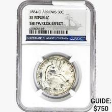 1854-O Seated Lib. 50C NGC Shipwreck Effect SS REP