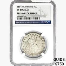 1854-O Seated Lib. 50C NGC Shipwreck Effect SS REP