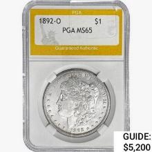 1892-O Morgan Silver Dollar PGA MS65