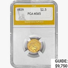 1929 $2.50 Gold Quarter Eagle PGA MS65