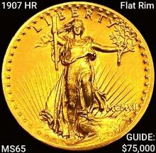 1907 HR Flat Rim $20 Gold Double Eagle