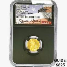 2021-W $5 1/10oz. Gold Eagle NGC PF70 UC T-2 FDI