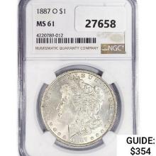 1887-O Morgan Silver Dollar NGC MS61