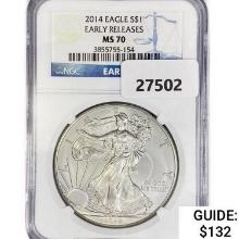 2014 Silver Eagle NGC MS70