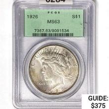 1926 Silver Peace Dollar PCGS MS63