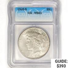 1926-S Silver Peace Dollar ICG MS63