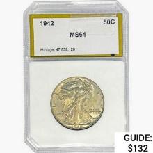 1942 Walking Liberty Half Dollar PCI MS64