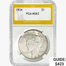 1934 Silver Peace Dollar PGA MS63