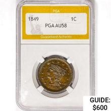 1849 Braided Hair Large Cent PGA AU58