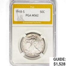 1918-S Walking Liberty Half Dollar PGA MS62