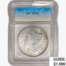 1893 Morgan Silver Dollar ICG AU55