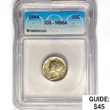 1944 Mercury Silver Dime ICG MS64 Broadstruck