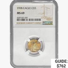 1998 $5 1/10oz. Gold Eagle NGC MS69