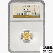 1852 Rare Gold Dollar NGC MS62