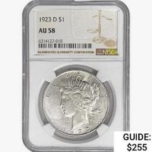 1923-D Silver Peace Dollar NGC AU58