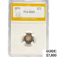 1870 Silver Three Cent PGA MS65