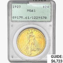 1923 $20 Gold Double Eagle PCGS MS61