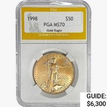 1998 $50 American 1oz. Gold Eagle PGA MS70