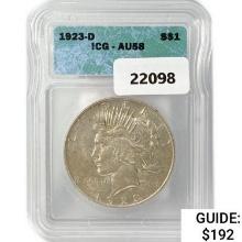 1923-D Silver Peace Dollar ICG AU58