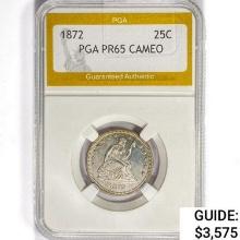 1872 Seated Liberty Quarter PGA PR65 Cameo