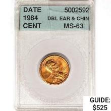 1984 Lincoln Mem. 1C Accugrade MS63 DBL Ear & Chin