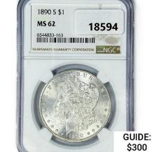 1890-S Morgan Silver Dollar NGC MS62