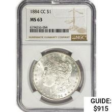 1884-CC Morgan Silver Dollar NGC MS63