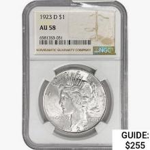 1923-D Silver Peace Dollar NGC AU58