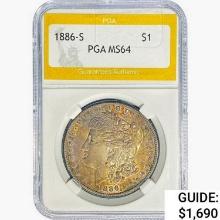 1886-S Morgan Silver Dollar PGA MS64