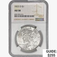 1923-D Silver Peace Dollar NGC AU58