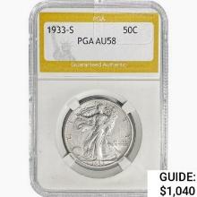 1933-S Walking Liberty Half Dollar PGA AU58